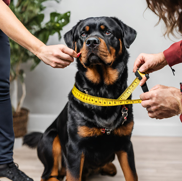 Medida de collar para perros grande Muestra imagen enseñando como se toma la medida del cuello de un perro para poder comprar el collar con la talla adecuada